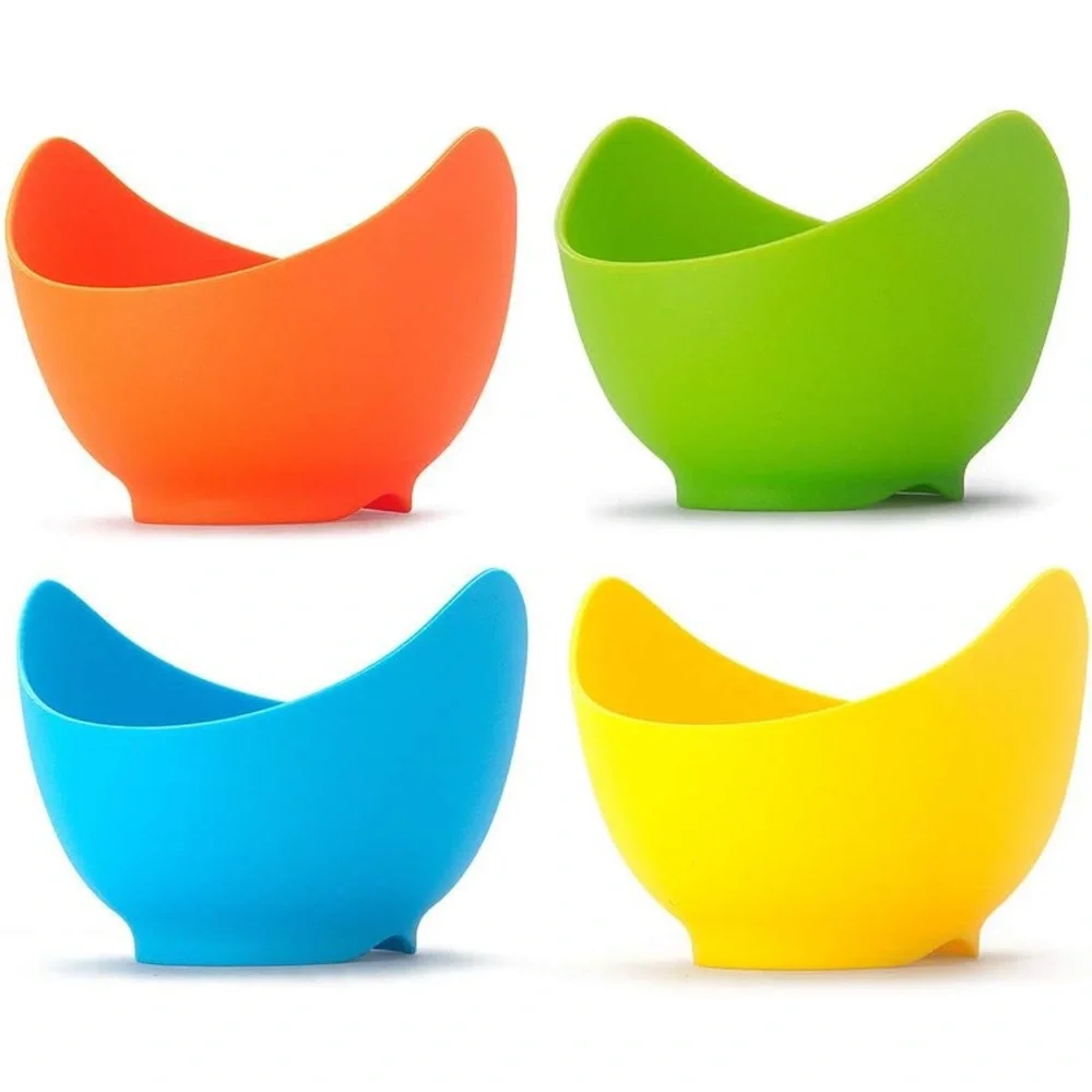 4 pack Non-Stick Silicone Egg Cookers with 1 Oil Brush NEW